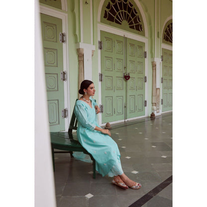 CHARU MAKKAR Blue Kurta with Palazzo & Dupatta (Set of 3)