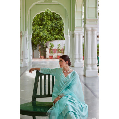 CHARU MAKKAR Blue Kurta with Palazzo & Dupatta (Set of 3)