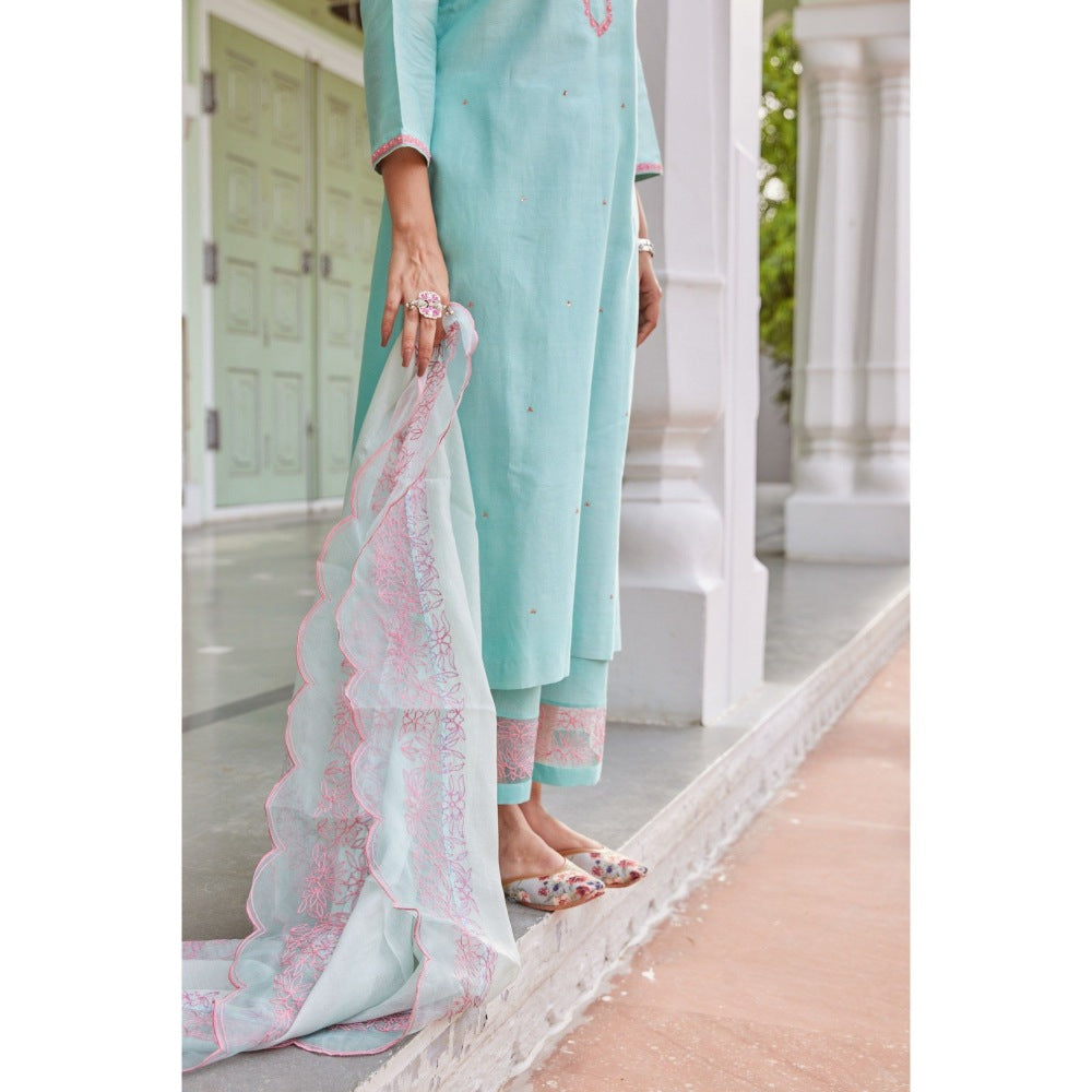 CHARU MAKKAR Blue Kurta with Palazzo (Set of 2)