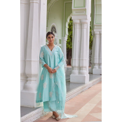 CHARU MAKKAR Blue Kurta with Palazzo (Set of 2)