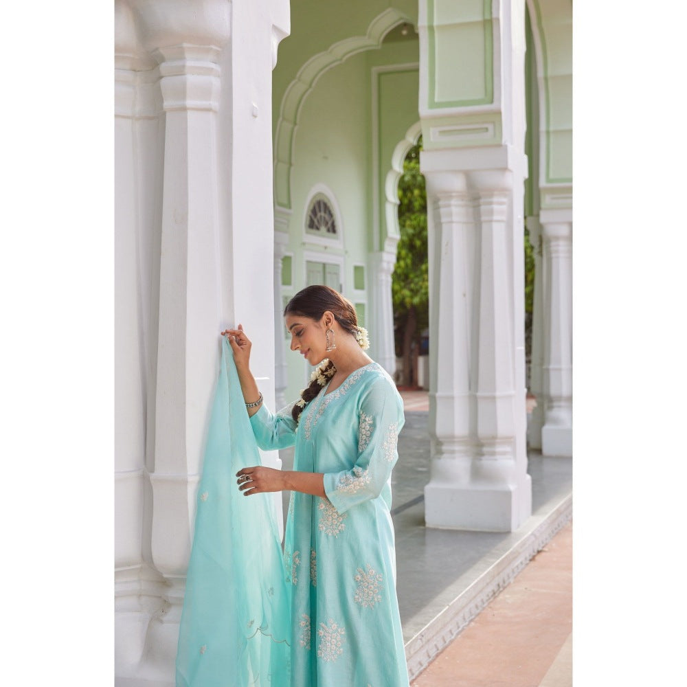 CHARU MAKKAR Blue Kurta with Palazzo (Set of 2)