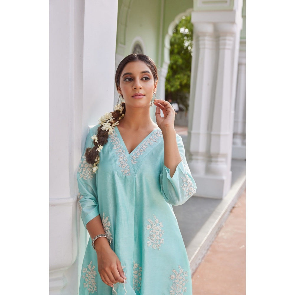 CHARU MAKKAR Blue Kurta with Palazzo (Set of 2)