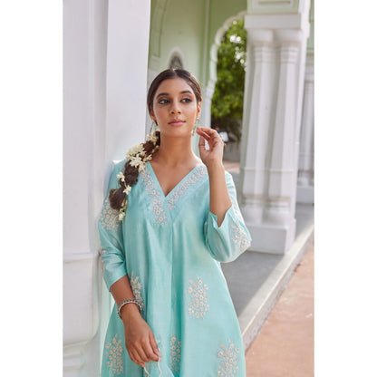 CHARU MAKKAR Blue Kurta with Palazzo (Set of 2)
