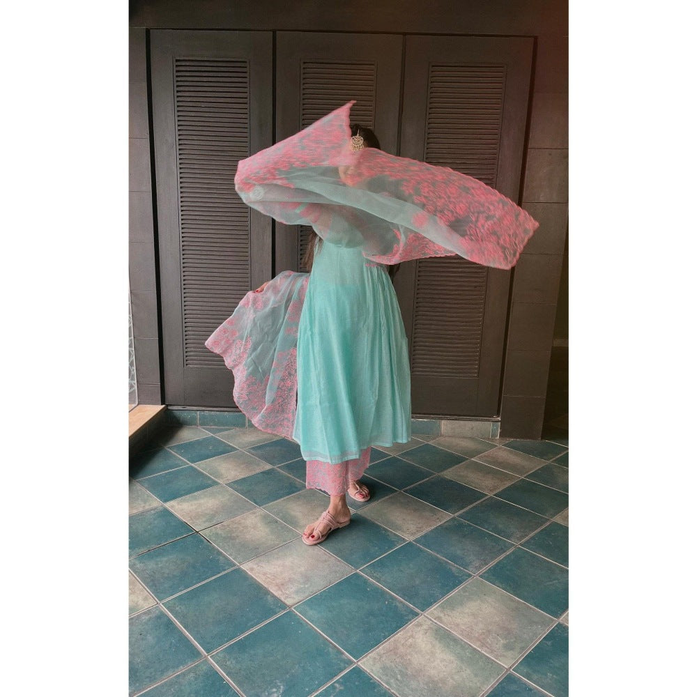 CHARU MAKKAR Blue Kurta with Palazzo (Set of 2)