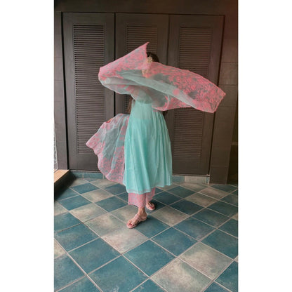 CHARU MAKKAR Blue Kurta with Palazzo (Set of 2)