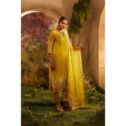 CHARU MAKKAR Mustard Kurta with Pant & Dupatta (Set of 3)