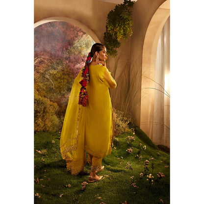 CHARU MAKKAR Mustard Kurta with Pant & Dupatta (Set of 3)