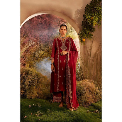 CHARU MAKKAR Maroon Kurta with Palazzo (Set of 2)