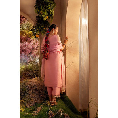 CHARU MAKKAR Light Pink Kurta with Palazzo & Dupatta (Set of 3)