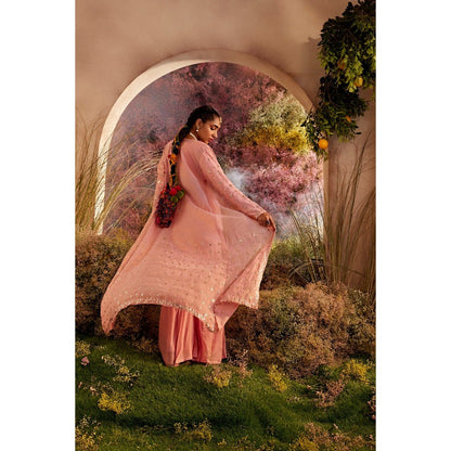 CHARU MAKKAR Light Pink Cape with Sharara & Blouse (Set of 3)