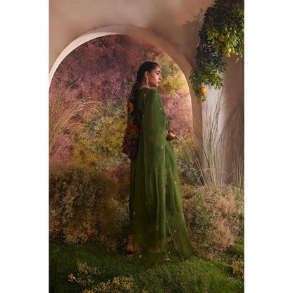 CHARU MAKKAR Green Kurta with Palazzo & Dupatta (Set of 3)