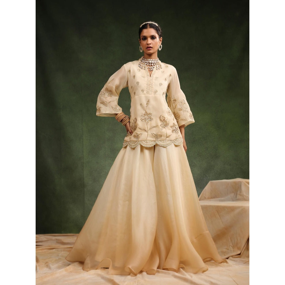 CHARU MAKKAR Beige Sharara with Kurta (Set of 2)