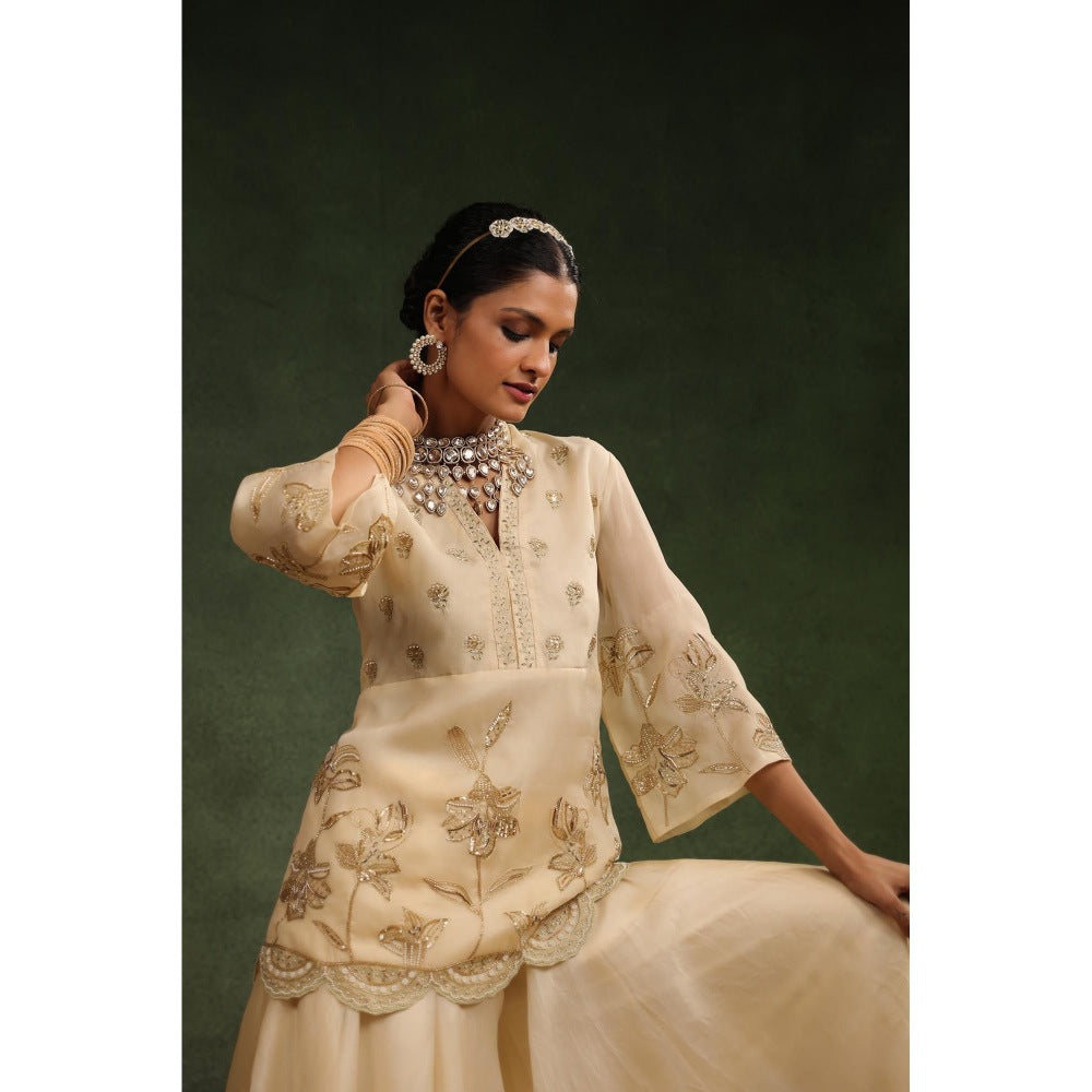 CHARU MAKKAR Beige Sharara with Kurta (Set of 2)