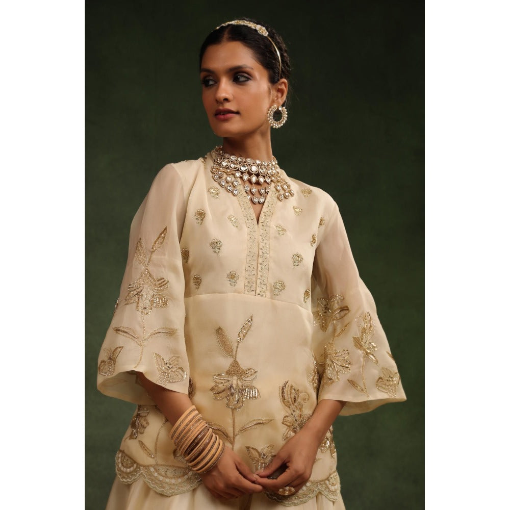 CHARU MAKKAR Beige Sharara with Kurta (Set of 2)