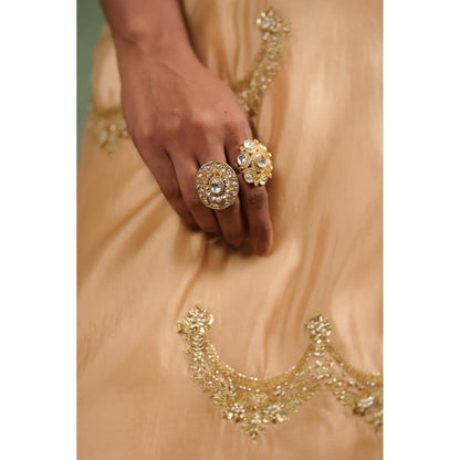 CHARU MAKKAR Beige Mehr Kurta with Pant and Dupatta (Set of 3)