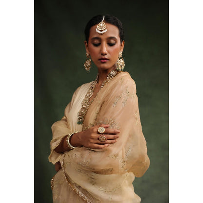 CHARU MAKKAR Beige Impulsive Kurta with Pant and Dupatta (Set of 3)