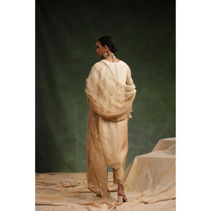 CHARU MAKKAR Beige Impulsive Kurta with Pant and Dupatta (Set of 3)