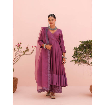 CHARU MAKKAR Nyra Purple Kurta with Palazzo and Dupatta (Set of 3)