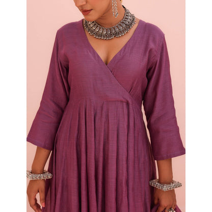 CHARU MAKKAR Nyra Purple Kurta with Palazzo and Dupatta (Set of 3)