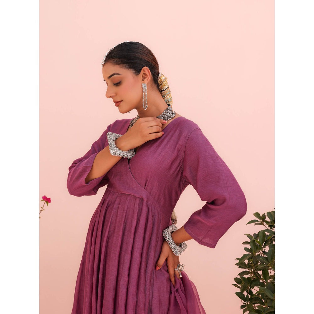 CHARU MAKKAR Nyra Purple Kurta with Palazzo and Dupatta (Set of 3)
