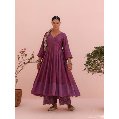 CHARU MAKKAR Nyra Purple Kurta with Palazzo and Dupatta (Set of 3)