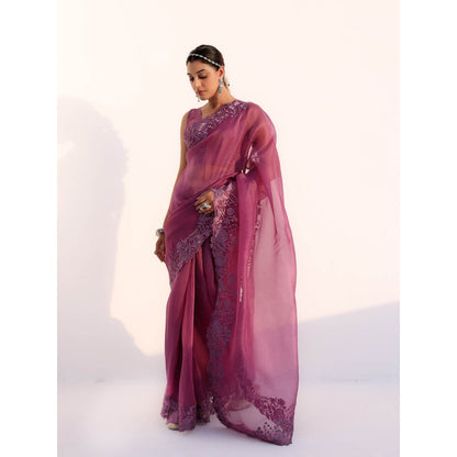 CHARU MAKKAR Myra Mauve Saree with Stitched Blouse