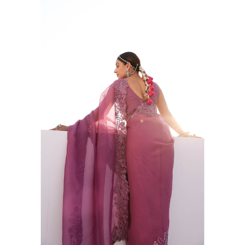 CHARU MAKKAR Myra Mauve Saree with Stitched Blouse