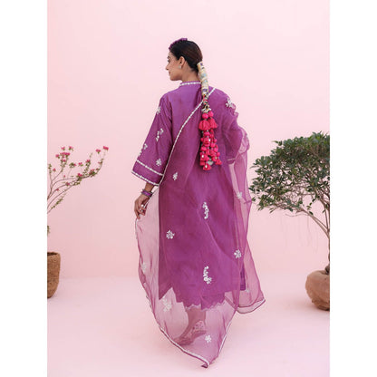 CHARU MAKKAR Purple Kurta with Palazzo and Dupatta (Set of 3)