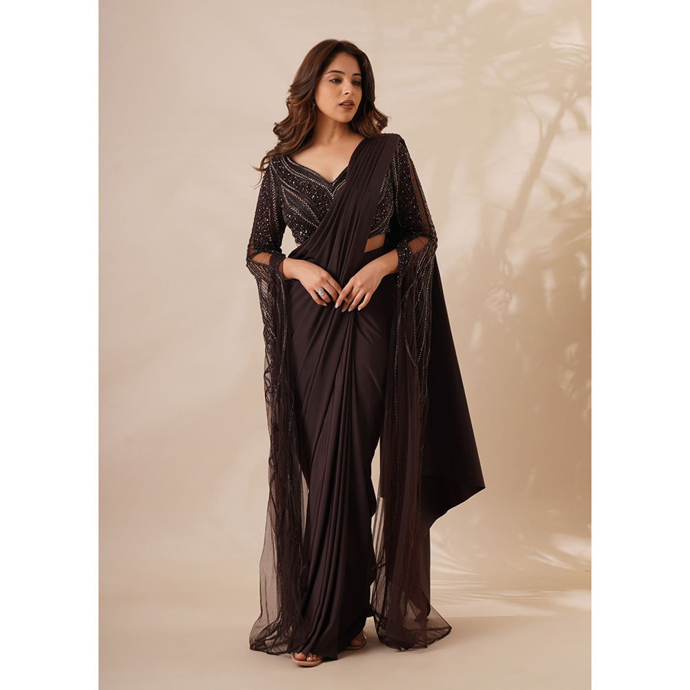 CHAASHNI BY MAANSI & KETAN Hazel Embellished Pre-Drape Saree with Stitched Blouse