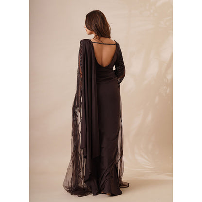 CHAASHNI BY MAANSI & KETAN Hazel Embellished Pre-Drape Saree with Stitched Blouse