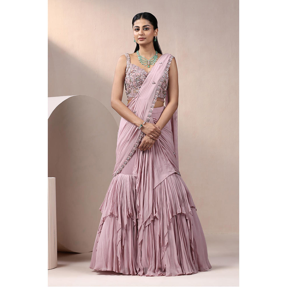 CHAASHNI BY MAANSI & KETAN Mauve Georgette Lehenga Saree with Stitched Blouse