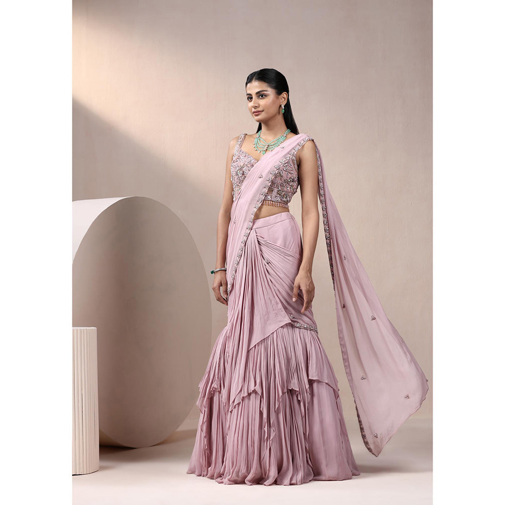CHAASHNI BY MAANSI & KETAN Mauve Georgette Lehenga Saree with Stitched Blouse