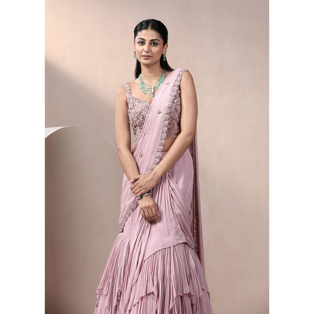 CHAASHNI BY MAANSI & KETAN Mauve Georgette Lehenga Saree with Stitched Blouse