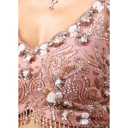 CHAASHNI BY MAANSI & KETAN Pink Embellished Lehenga Saree with Stitched Blouse