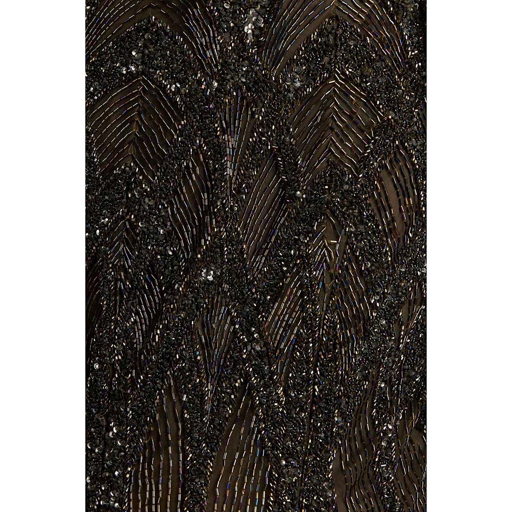 CHAASHNI BY MAANSI & KETAN Brown Sequins Embellished Net Gown with Cape (Set of 2)