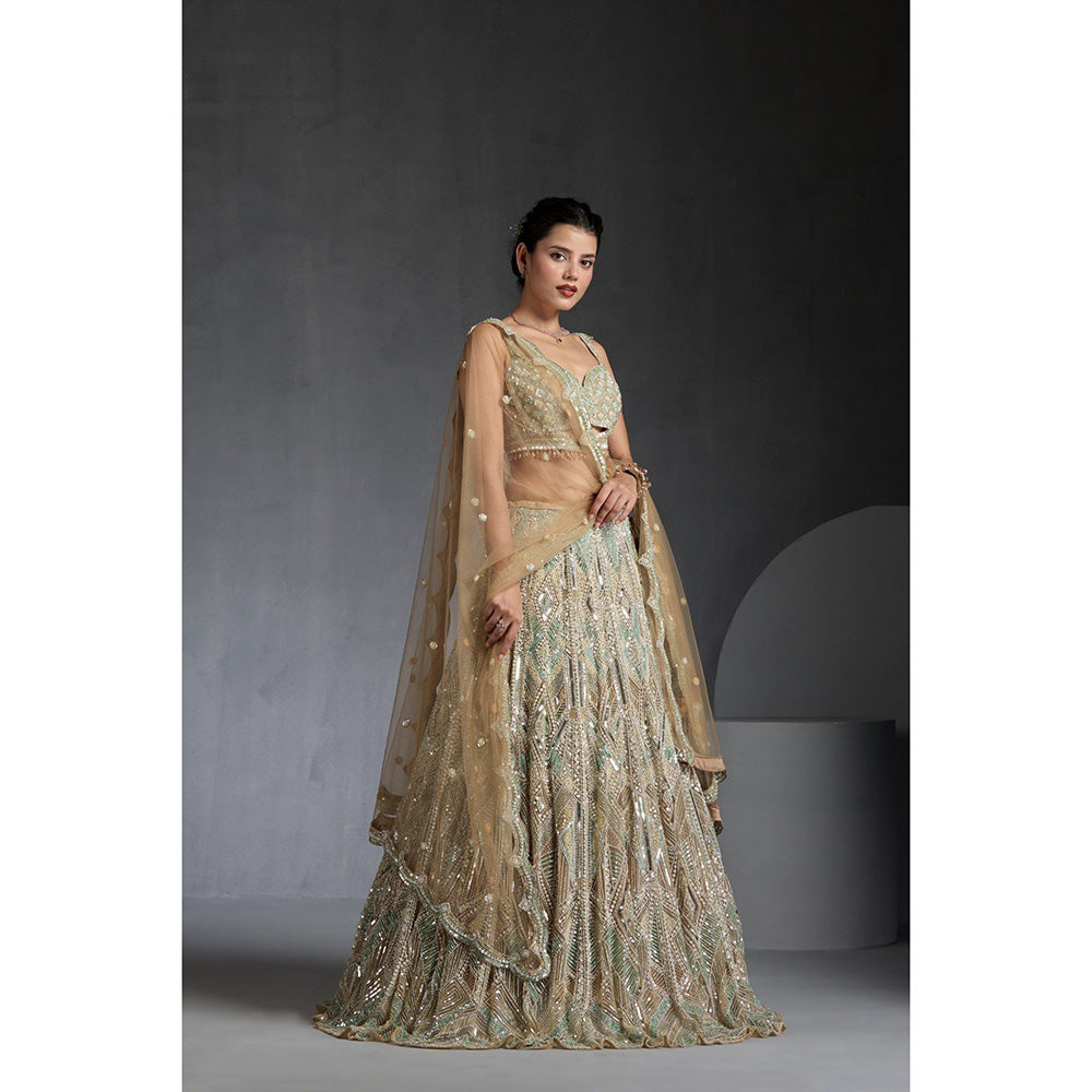 CHAASHNI BY MAANSI & KETAN Multi-Colour Embellished Lehenga with Choli and Dupatta (Set of 3)