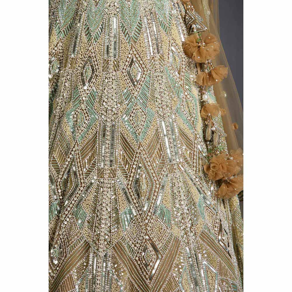 CHAASHNI BY MAANSI & KETAN Multi-Colour Embellished Lehenga with Choli and Dupatta (Set of 3)