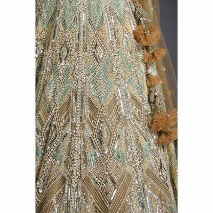 CHAASHNI BY MAANSI & KETAN Multi-Colour Embellished Lehenga with Choli and Dupatta (Set of 3)