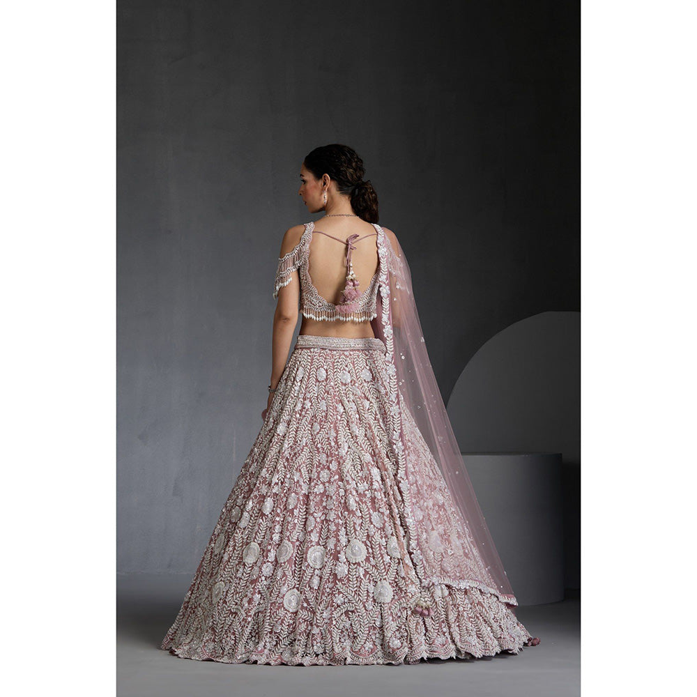 CHAASHNI BY MAANSI & KETAN Lavender Embellished Lehenga with Choli and Dupatta (Set of 3)