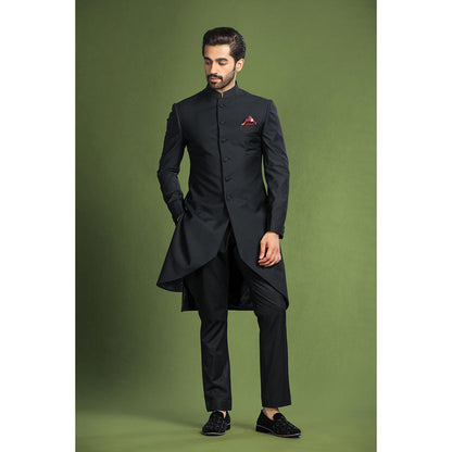 CHAR CHAAND Black Trail Achkan Sherwani
