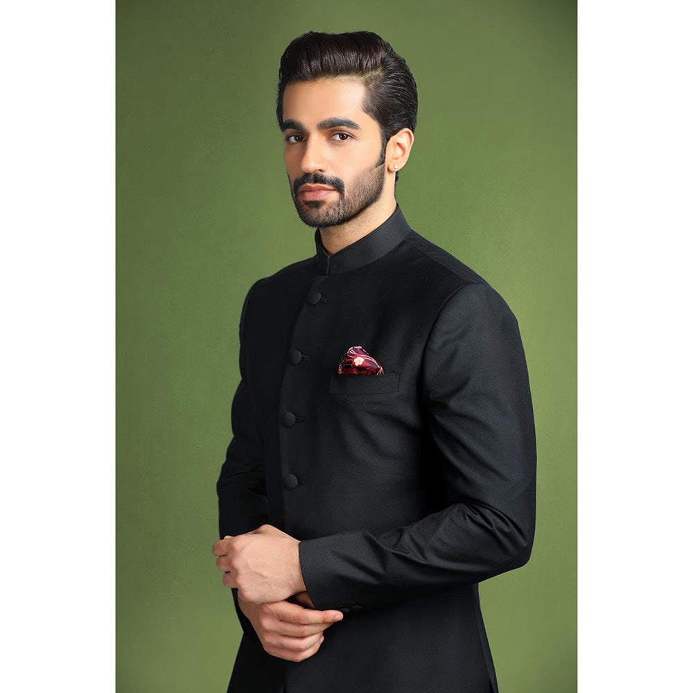 CHAR CHAAND Black Trail Achkan Sherwani