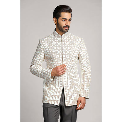 CHAR CHAAND Ivory Geometry Bandhgala