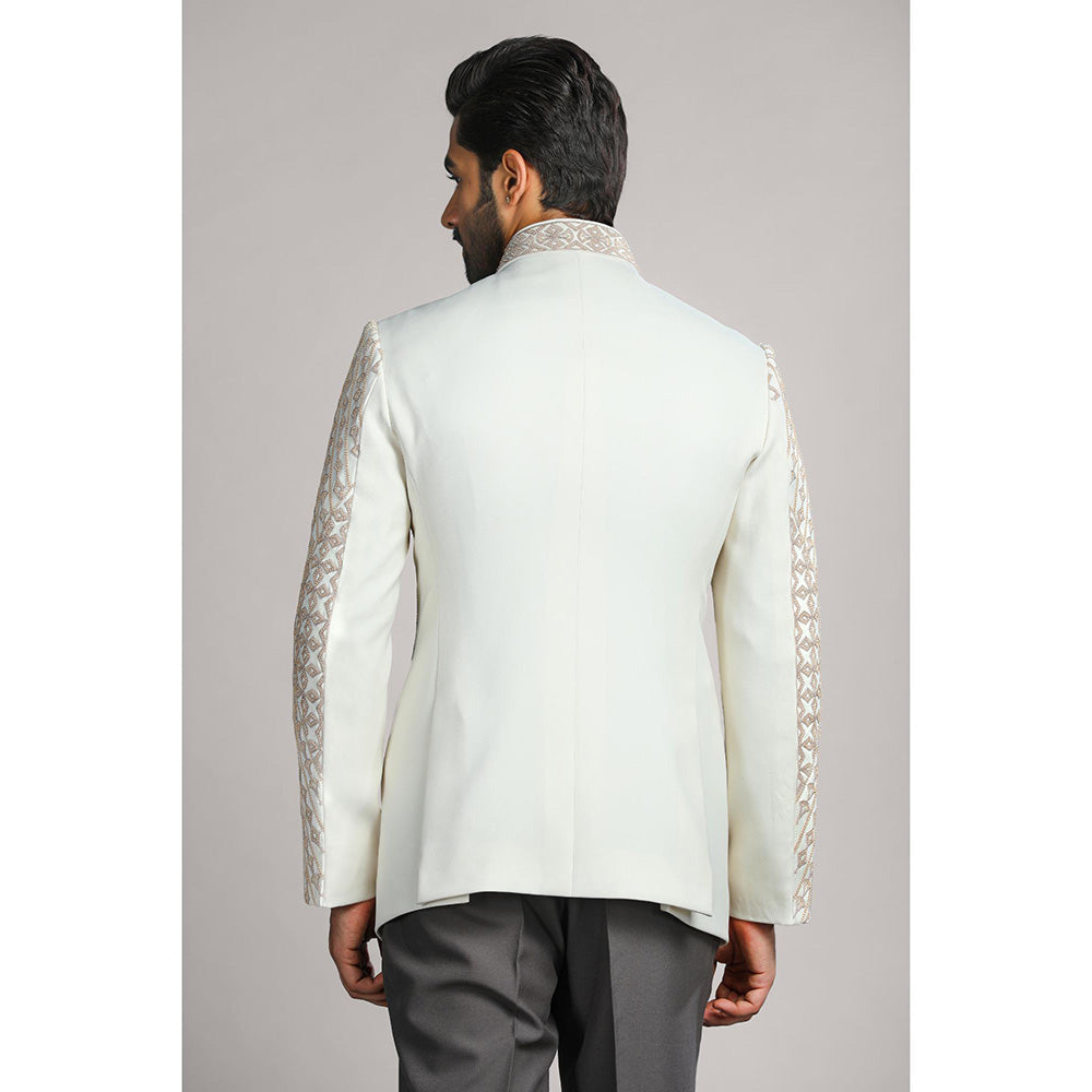 CHAR CHAAND Ivory Geometry Bandhgala