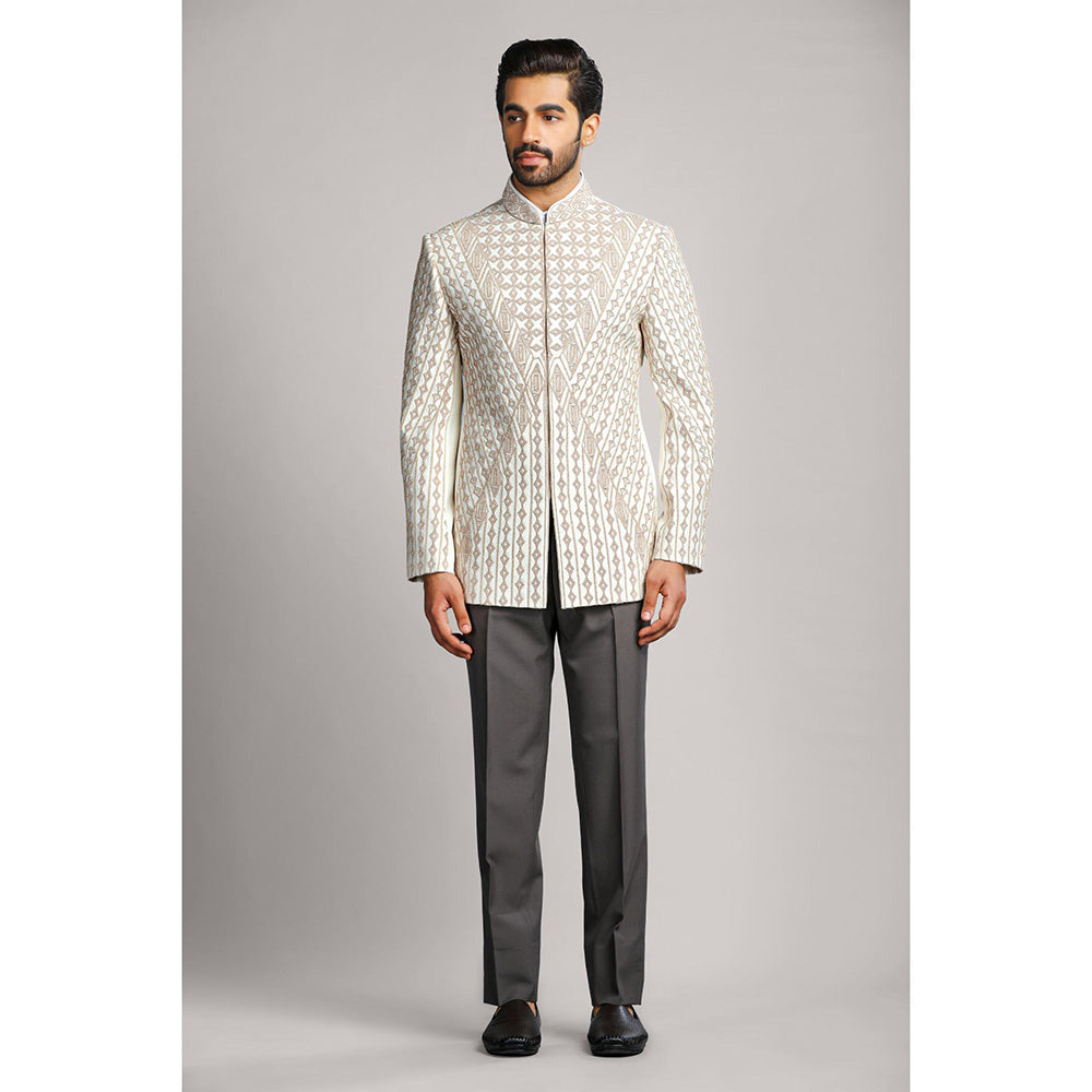 CHAR CHAAND Ivory Geometry Bandhgala