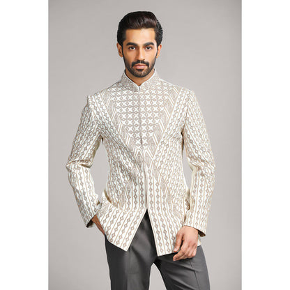 CHAR CHAAND Ivory Geometry Bandhgala