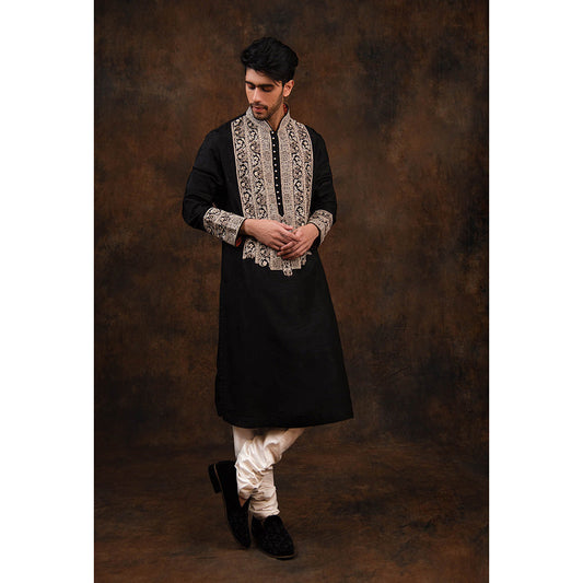 CHAR CHAAND Timeless Black Embroidered Kurta
