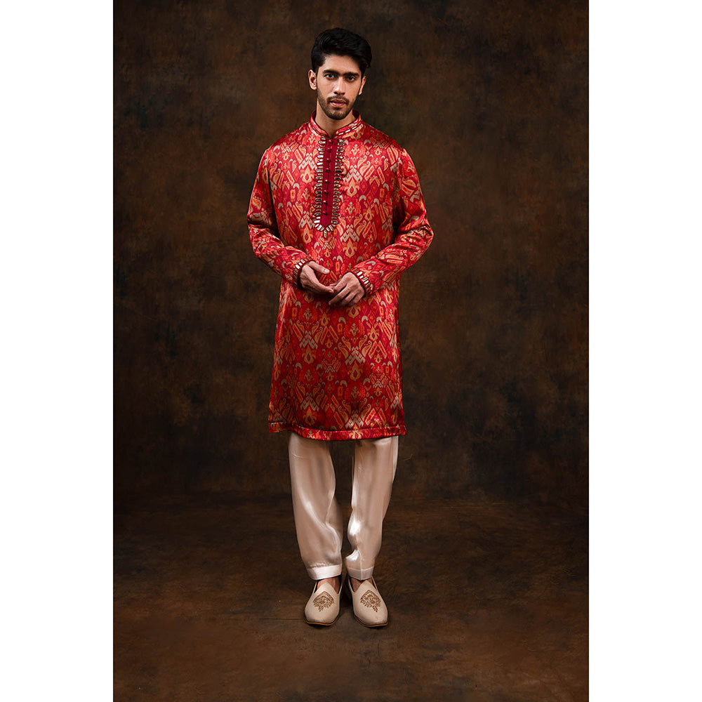 CHAR CHAAND Red Ikat Harmony Kurta