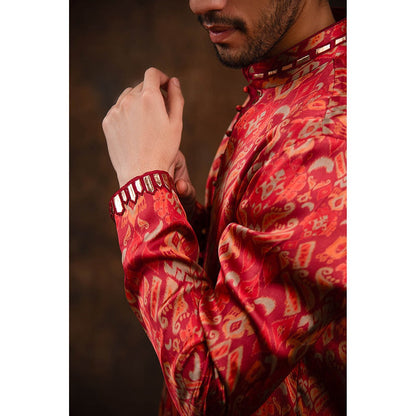 CHAR CHAAND Red Ikat Harmony Kurta