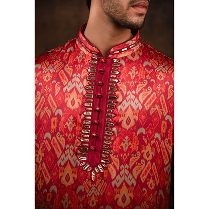 CHAR CHAAND Red Ikat Harmony Kurta