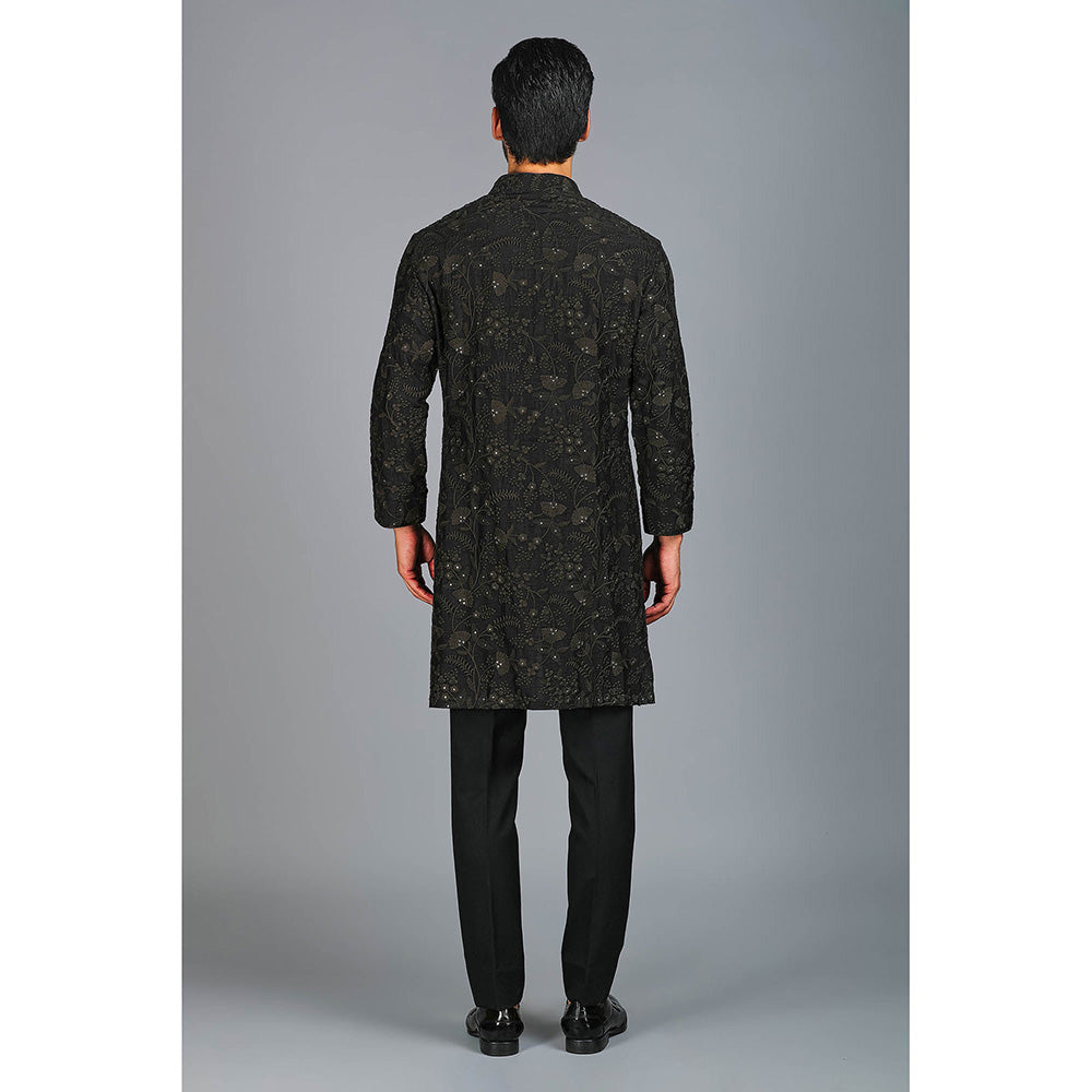 CHAR CHAAND Black Elegance Thread Embroidered Kurta